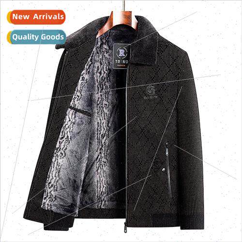 Lapel middle-aged dad tweed jacket elderly warm cotton cheni