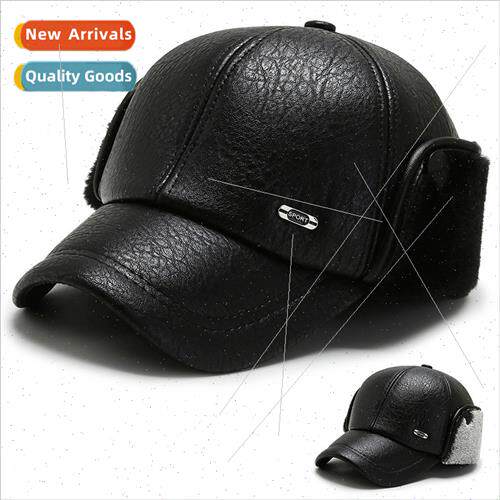 Hat men fall winter cotton cap black duck tongue cap ear pro