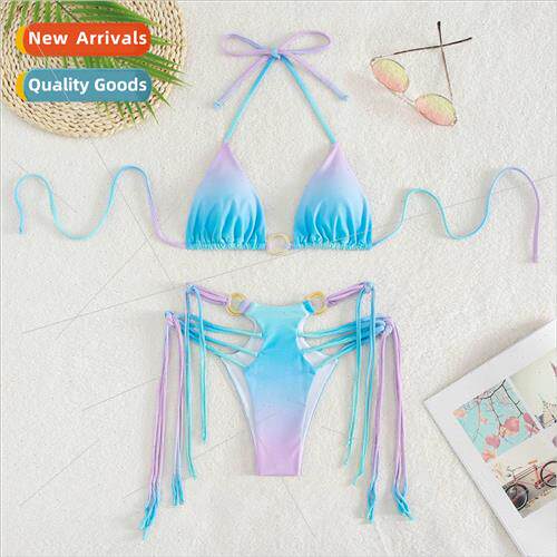 2023 New Gradient Fringe Swimsu Bikini Women Europe Swimsu S
