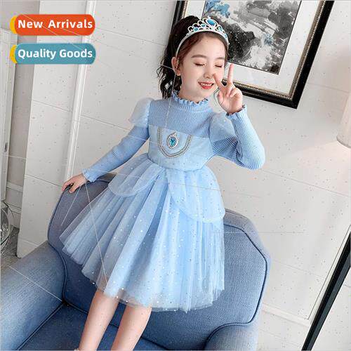 Frozen Princess Elsa dress fall girls dresses childrens knte