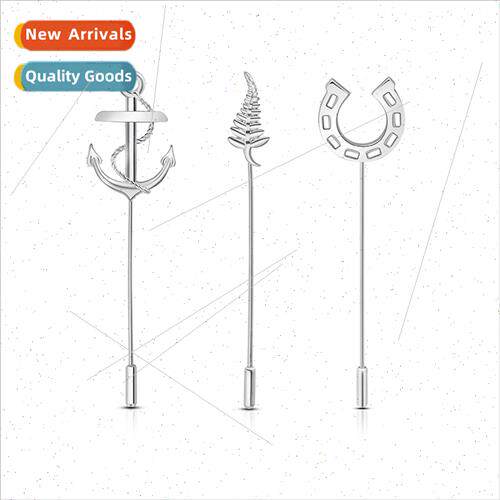 terary retro boat anchor horseshoe buckle leaf brooch men wo