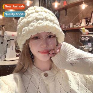 wool sticky winter female cap knted yarn bubble soft Korea