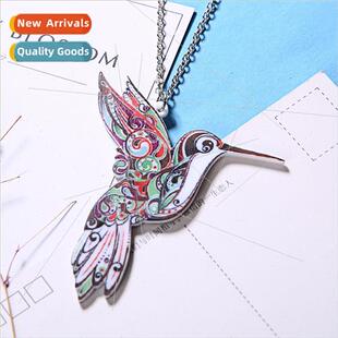 Acrylic Hundred Heat Necklace Birds Transfer Animal