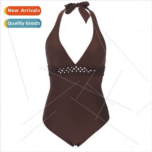 Solid Color Backless Triangle One-piece Europe Swimsu Hollow