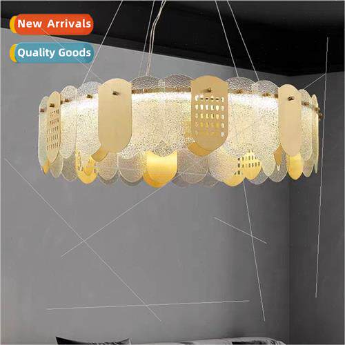 New light luxury glass living room chandelier simple copper
