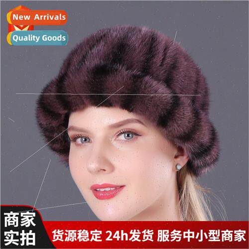 New mink fur hat female winter ear protection basin gift mom