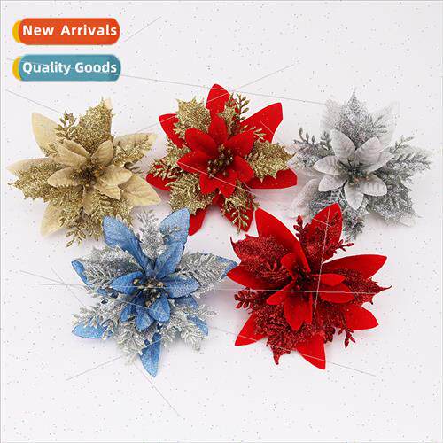 mulation Christmas flowers 13cm gold pink red blue silver Ch