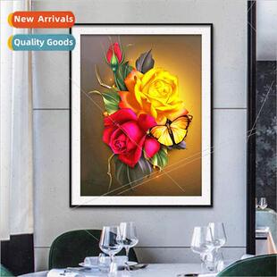 2023 new diamond painting work simple living room rose appli