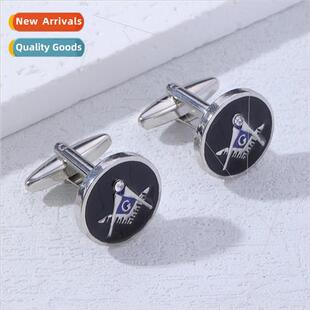 New round black oil drip diamond cufflinks fashion French sh