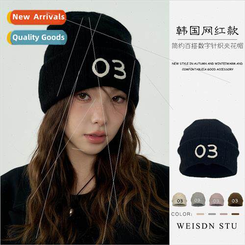 Autumn winter original design knted wool 03 letters cap big