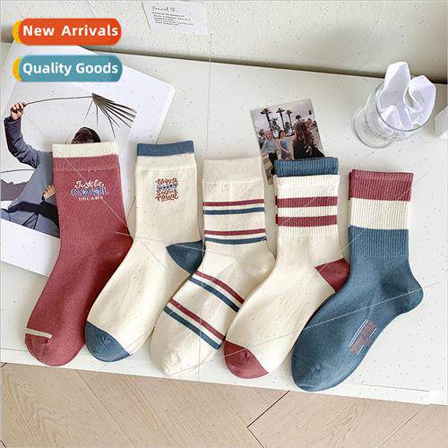 Two bar socks female Korea Harajuku baseball two stripes mid