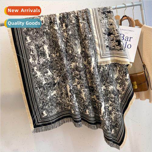 2022 fall winter new wool cashmere warm thickened tassel sca