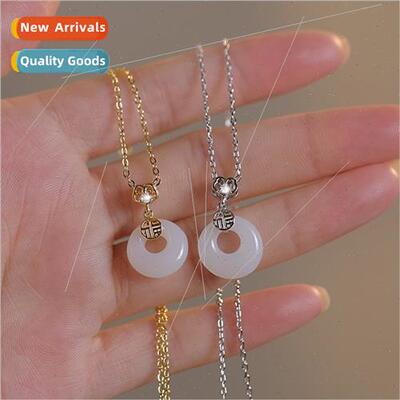 Peace Buckle Necklace Women Niche Blessing Chain Pendant适用