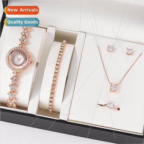 Women Alloy Quartz Watch Necklace Earring Bracelet Ring Acce