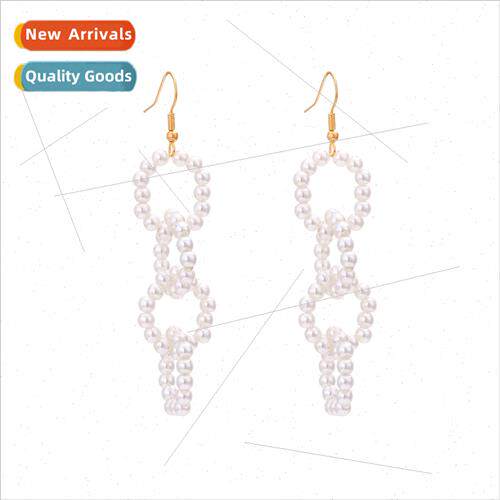 personalized wild multi-layer circle imation pearl earrings