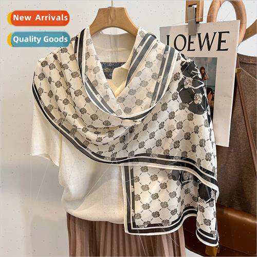 New camellia fashion double crepe long silk scarf female fal