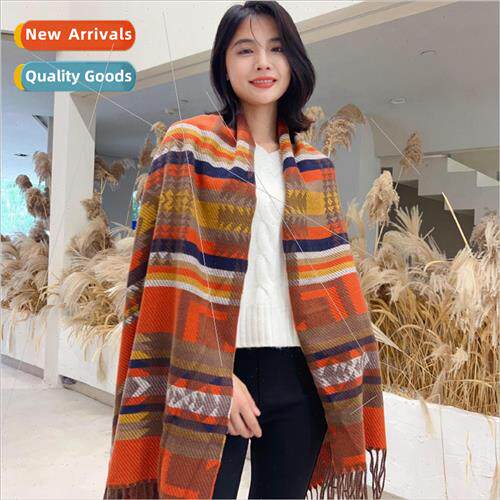 2023 fall new ethnic wind imation cashmere thick scarf femal