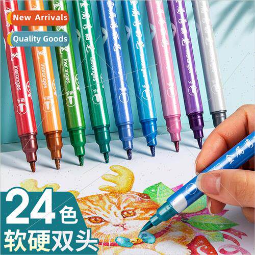 Pearlescent Hidari Pen Large 12 Colors Dual Tip Student Mark