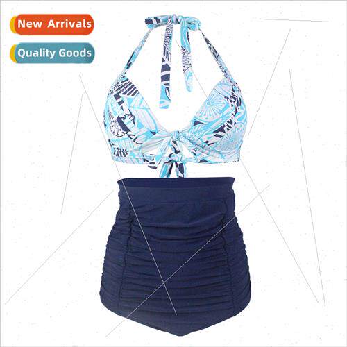 Europe Skull Swimsu High Waist Plus ze Strappy Spl Two Piece