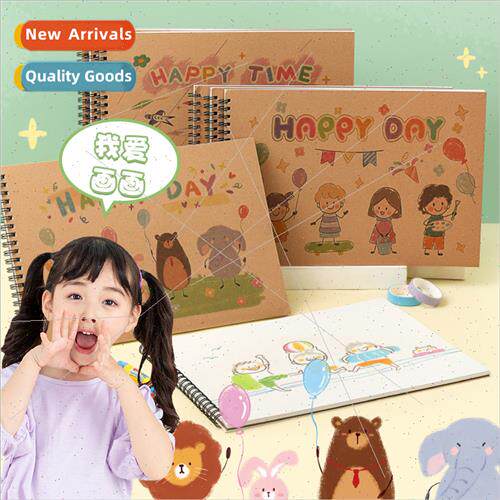 Cartoon coil drawing book students creative blank drawing bo
