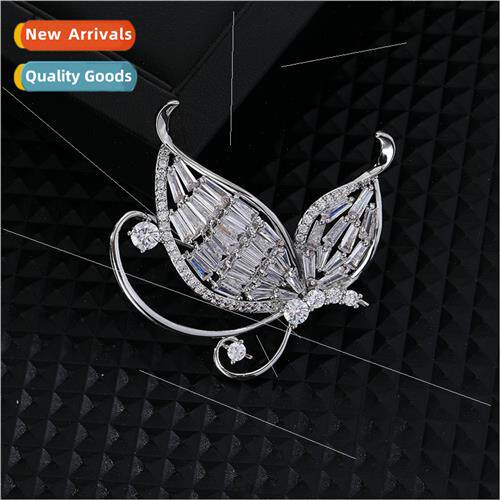 Fashion simple butterfly copper zirconia brooch high-grade c