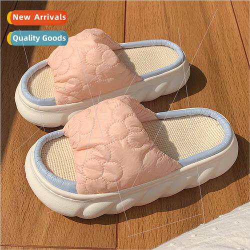 Soft cute sweet bubble flowers soft thick bottom linen slipp