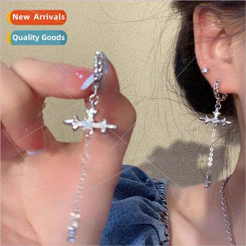 Fashion zirconia cross tassel ear buckle commuter ear buckle