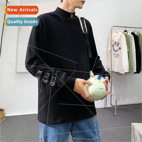 Spring new bottoming shirt round neck de velvet men spring d