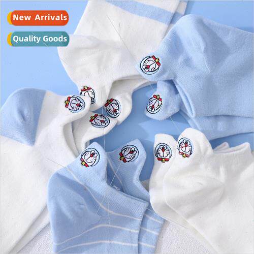 Robot cat embroidery cute cotton summer thin ins tide boat s