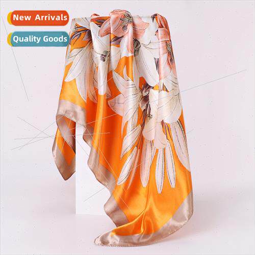 mulation silk silk scarf women French spring flowers printed