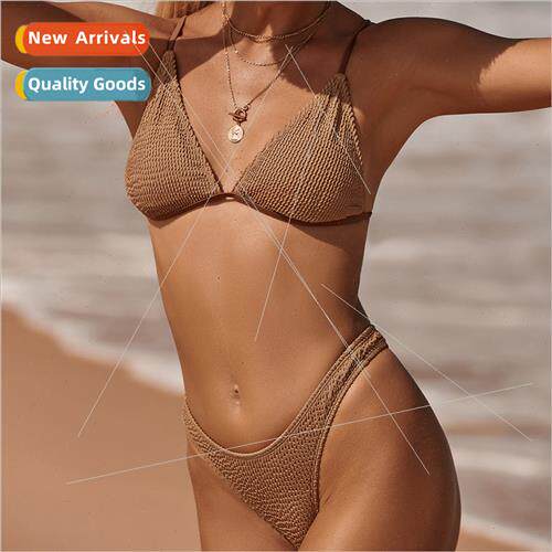 2022 New Europei Curry Snake Cloth Sexy Backless Bikini Swim