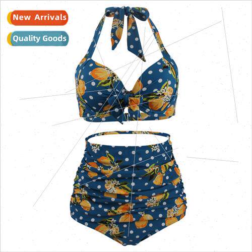 Steel bracket gathered plus size swimsu high waist thin biki