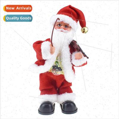 creative belly wh lights playing violin swinging Santa Claus