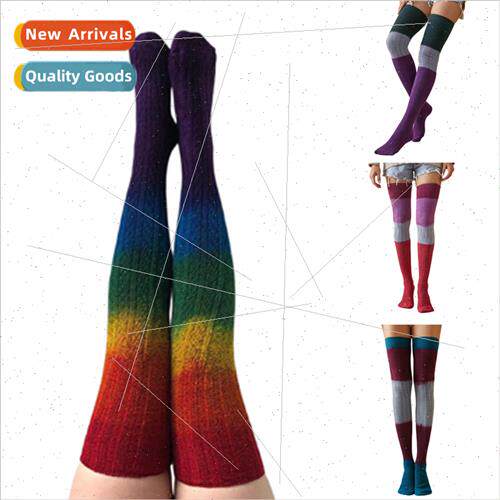 Europe new tie-dye colorful knted pile socks women fashion l
