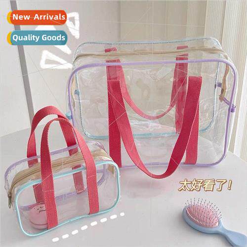 Korea ins cream color large capacy pvc student sweet transpa