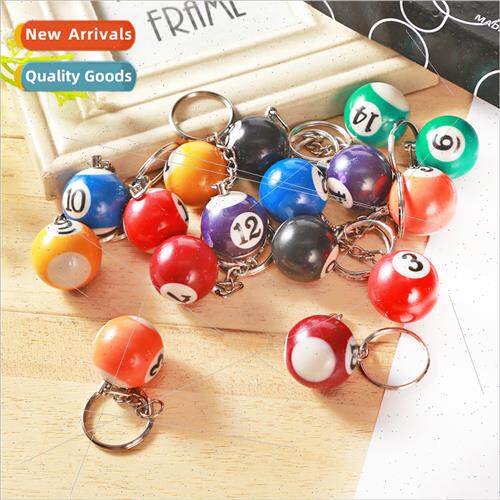 Mini simulation billiards keychain colorful pool jewelry pen