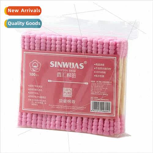 100pcs double-ended colorful cotton swabs disposable ear swa