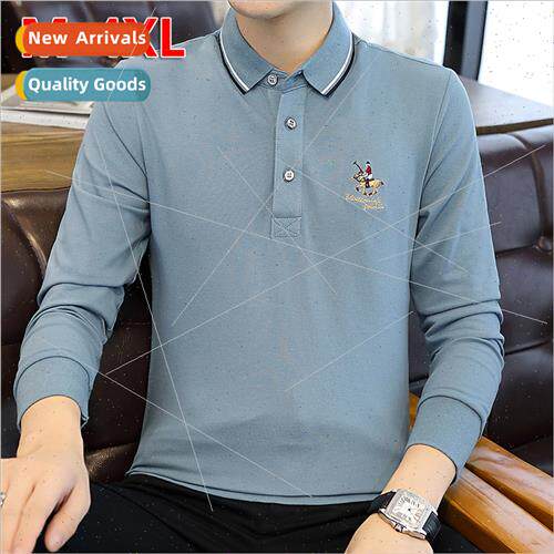 Spring Autumn embroidery POLO shirt men father long-sleeved