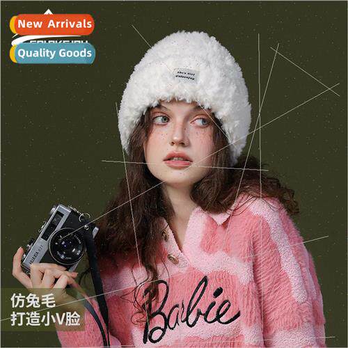 Autumn and winter knted cap Ms. thickened faux rabb fur velv