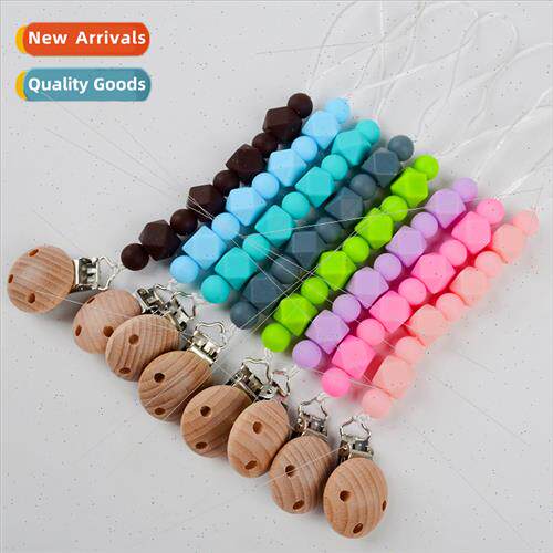 licone Octagonal Beads Beechwood Pacifier Clip Teether Anti