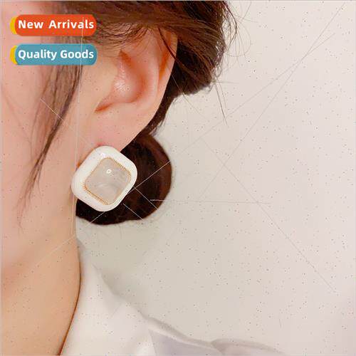 Square whe oil drop earrings s925 silver pin 2023 new niche