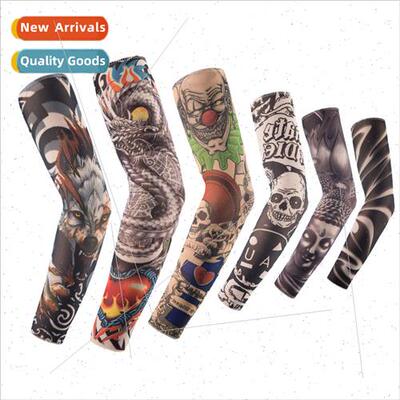 Ice Sleeve Men Tattoo Sleeve Cover Flower Arm Ice lk Driving