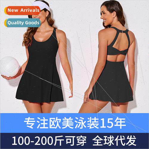 Europe summer new one-piece swimsu female solid color hangin