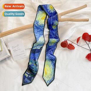 Gogh ribbon painting small sky starry Van scarf silk oil New