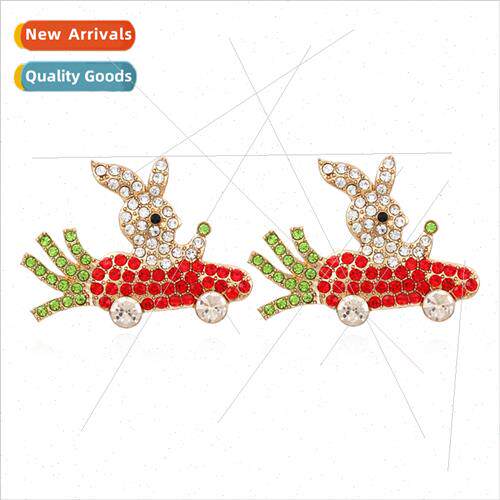 New creative alloy diamond earrings retro fashion whe rabb e