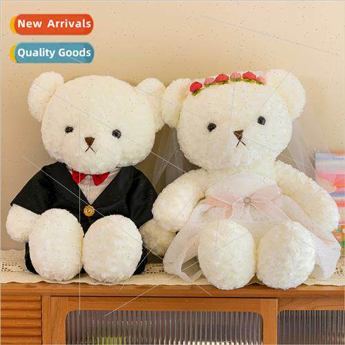 Wedding couple teddy bear plush toy bed presser doll a pair