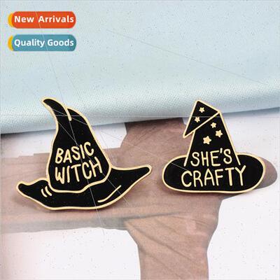 Creative Enamel Brooch Black Punk Hat Alloy Corsage Hallowee