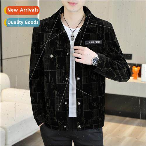 Spring Autumn Men Jacket 2023 new lapel plaid spring fall ja