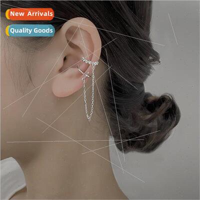 No ear piercing earrings Korea nd onepcs cross diamond ear c