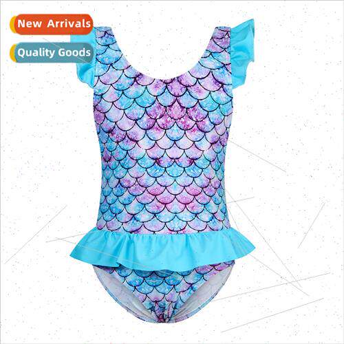 Childrens swimsus summer girls one-piece fly sleeve swimsu b